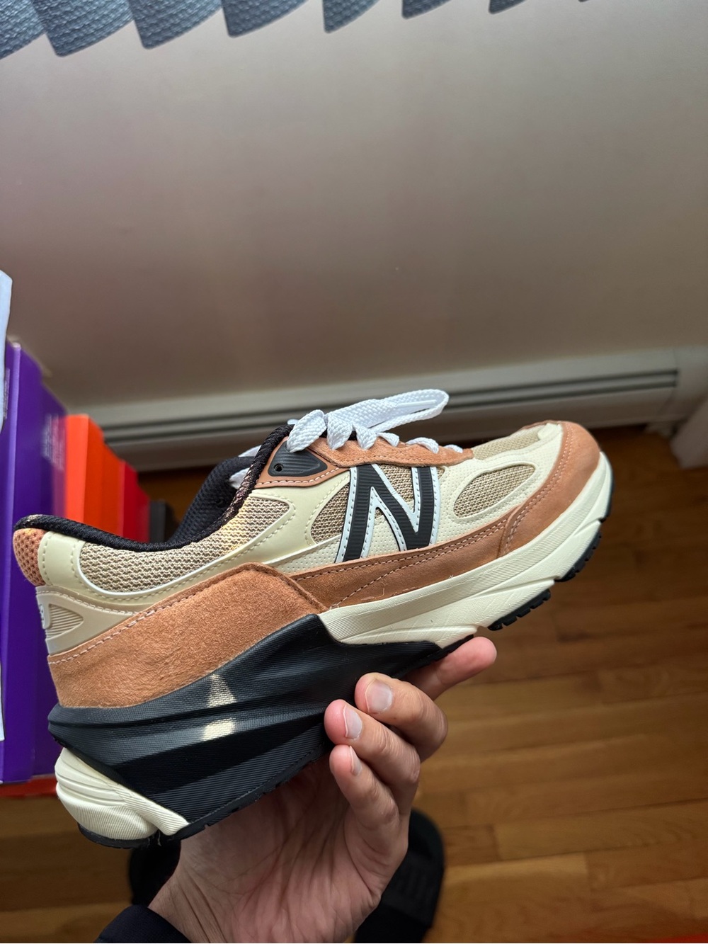 New Balance Beige, Tan & Black Retro Running Shoe